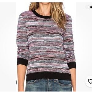 Rag & Bone Lola Red Black‎ Crew Neck Jacquard Wool Sweater Size S